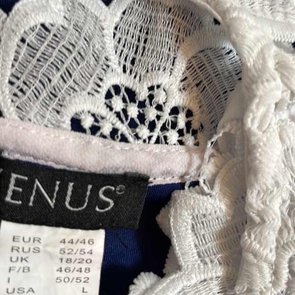 Venus Blue White Lace Sleeveless Dress - Picture 13 of 15